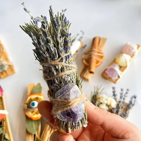 Palo Santo Smudge Wand with Lavender, Rosemary & Amethyst