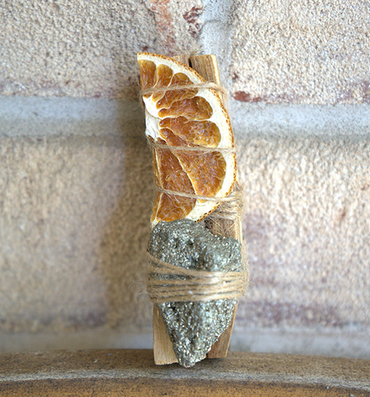 Palo Santo Ritual Wand Smudge Stick with Orange & Chalcopyrite