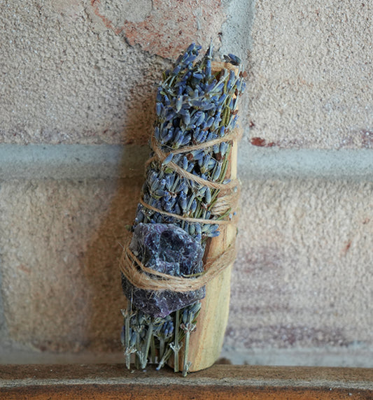 Palo Santo Smudge Wand with Lavender, Rosemary & Amethyst