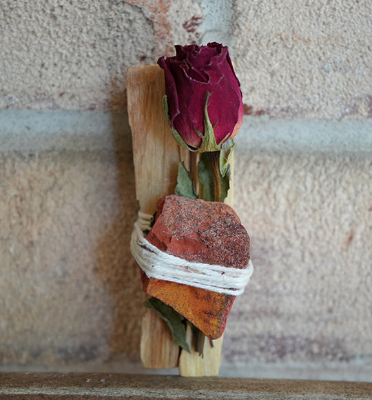 Palo Santo Wand | Handcrafted Smudge Stick with Rose & Stone