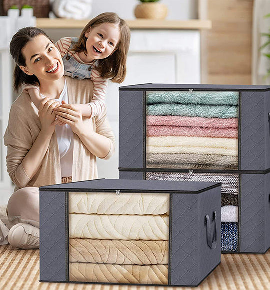 Fab Totes 4-Pack Thick Fabric Foldable Clothes Storage Bags