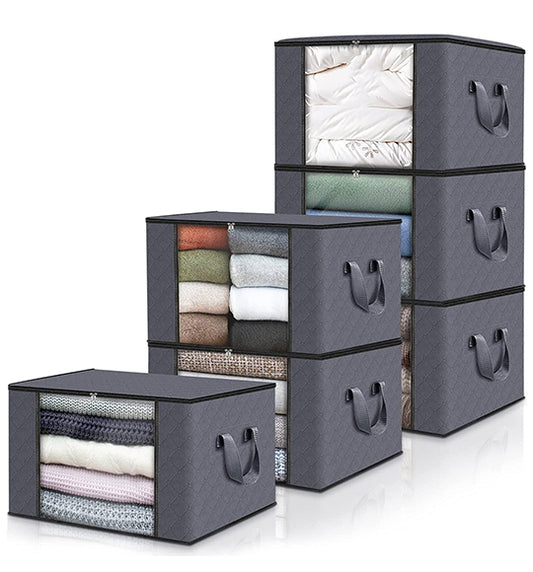 Fab Totes 4-Pack Thick Fabric Foldable Clothes Storage Bags